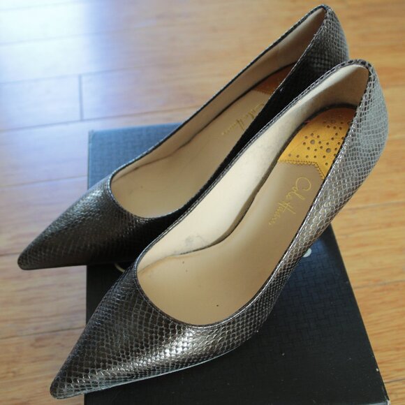Cole Haan Nike Air Snakeskin Print Leather Classic Pointy Toe Heels Size 10 - Picture 2 of 4